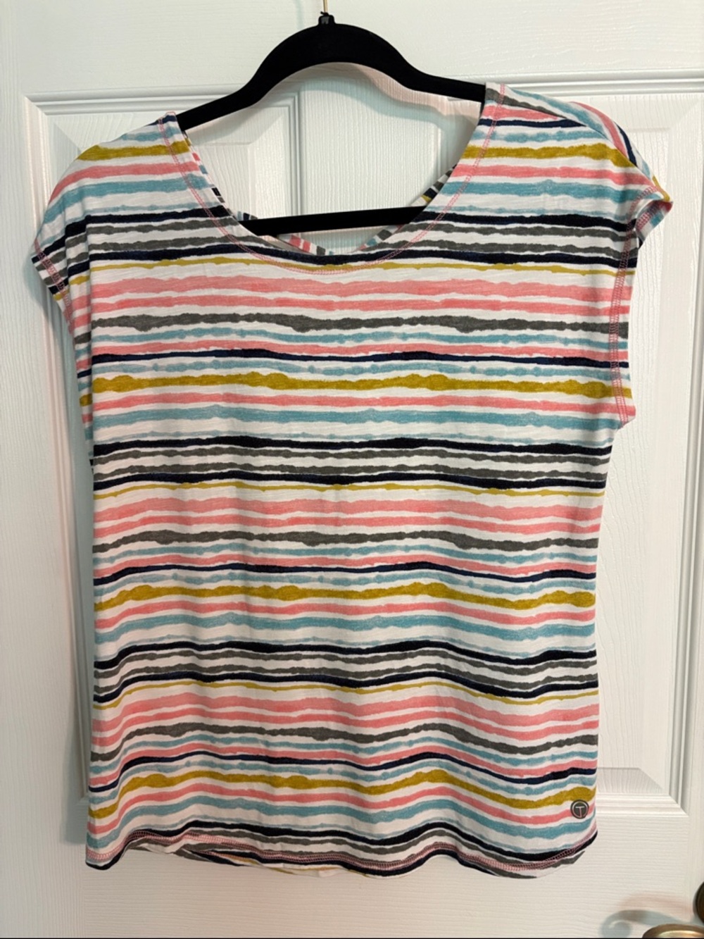 Talbots Striped Multicolor Short Sleeve Women's Top - Casual Tee